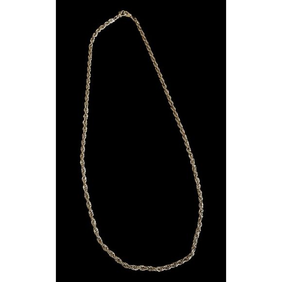 Vintage 14k GP Necklace White Stamped Rope Chain 22" - Picture 1 of 4